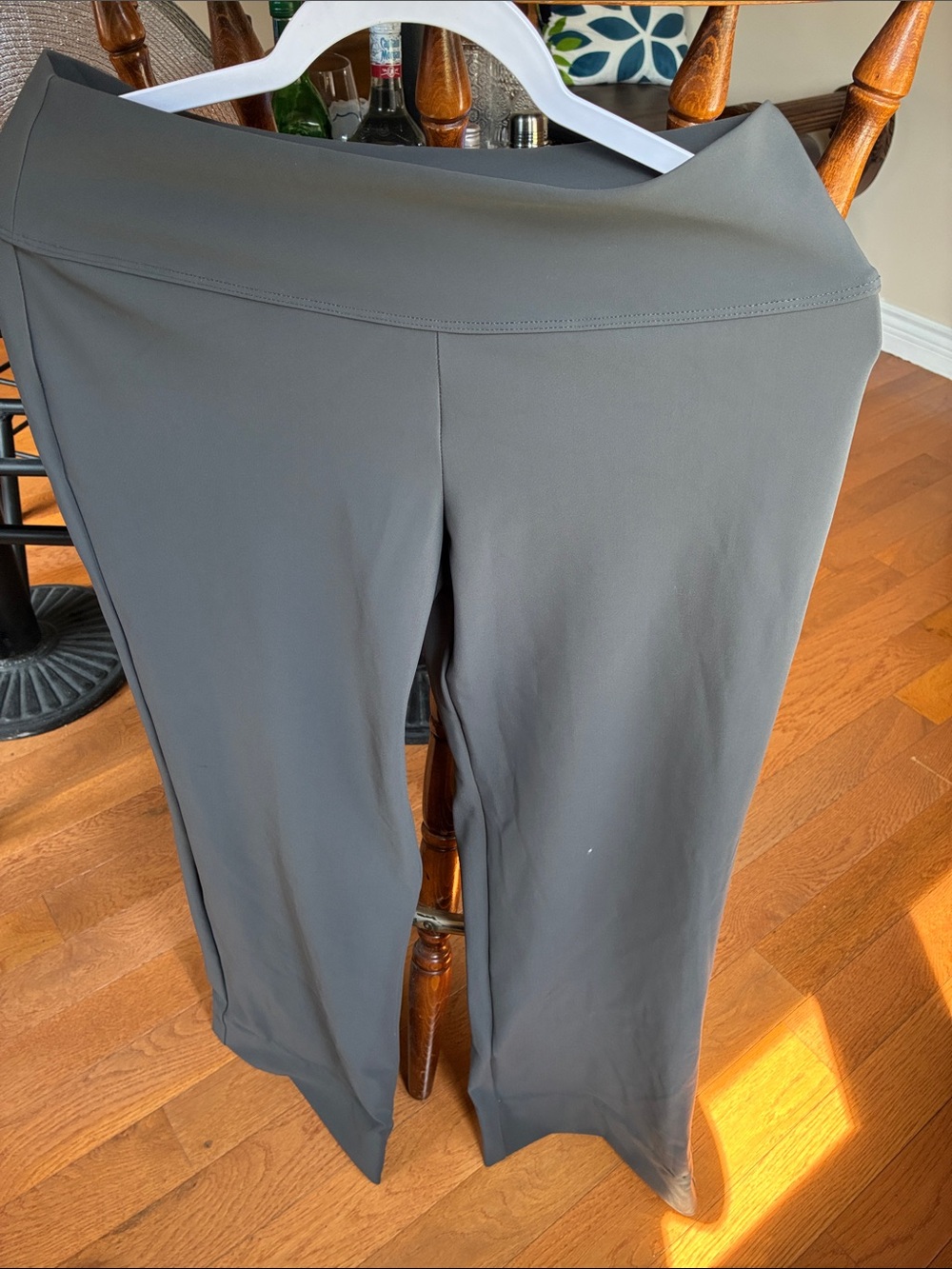 Sarah Pacini Slate Gray Wide-Leg Pants